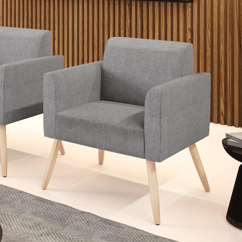 Poltrona Pés Palito Natural Marisa Linho Grafite A26 D03 - D'rossi - 6