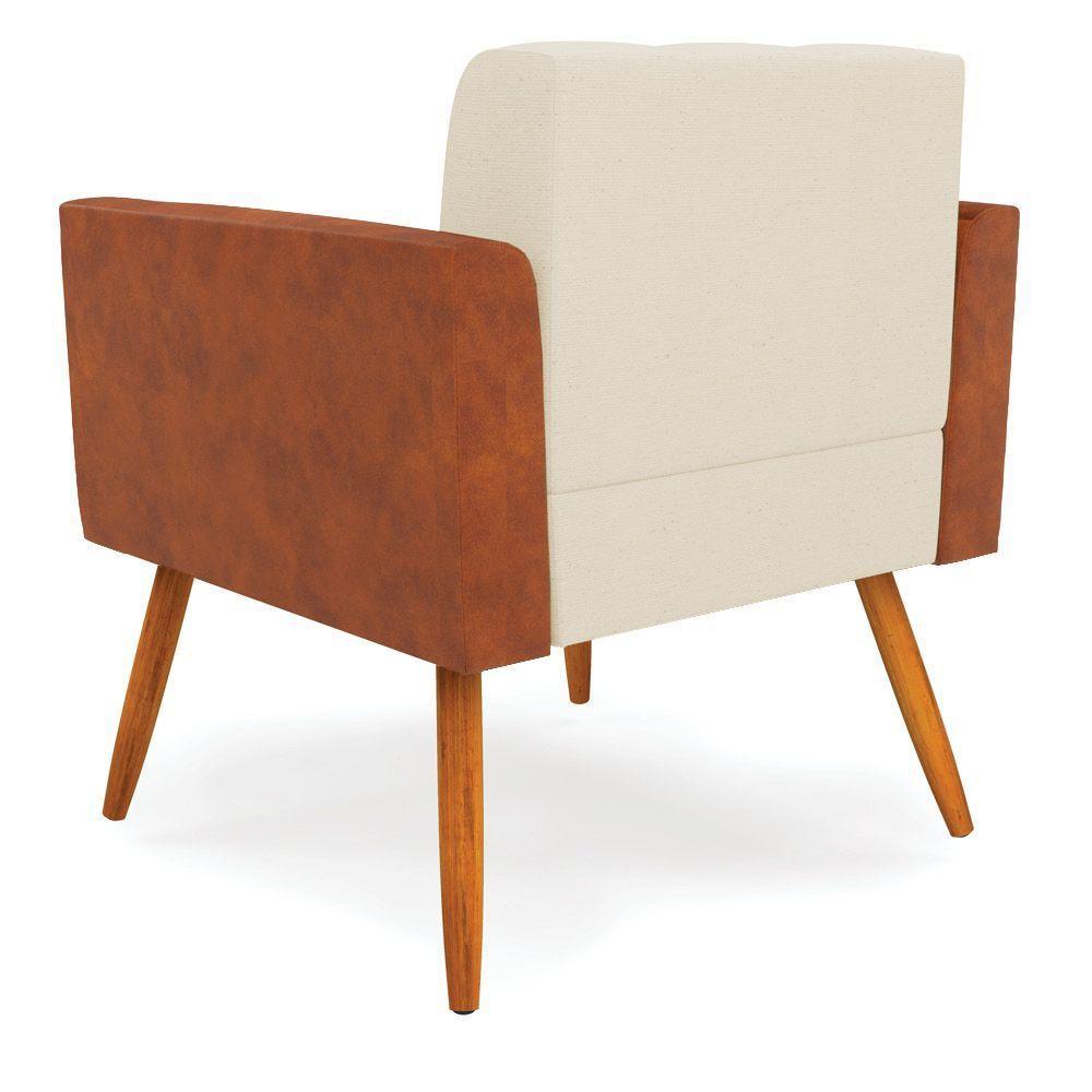 Poltrona Pés Palito Castanho Elisa Nozes-linho Bege A19 D03 - D'rossi - 3