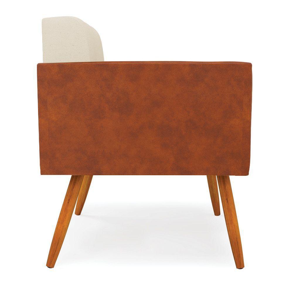 Poltrona Pés Palito Castanho Elisa Nozes-linho Bege A19 D03 - D'rossi - 7