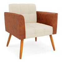 Poltrona Pés Palito Castanho Elisa Nozes-linho Bege A19 D03 - D'rossi - 1