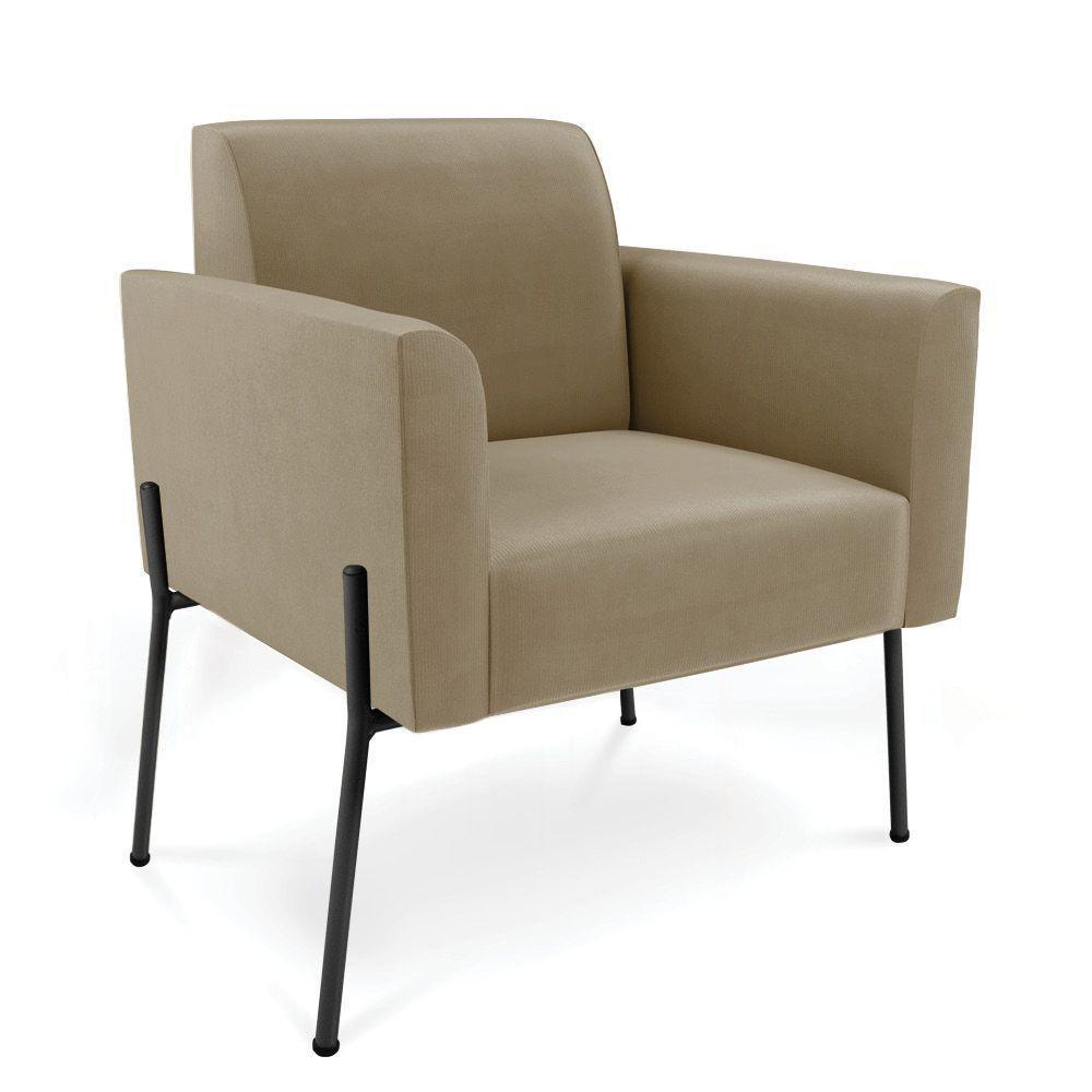 Poltrona Pé De Ferro Preto Para Sala Elisa Suede - D'rossi Cor Marrom Rato - 1