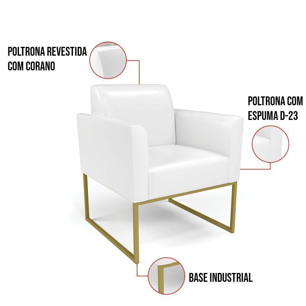 Kit 2 Poltronas Base Industrial Dourado Marisa Corano Branco D03 - D'rossi - 2