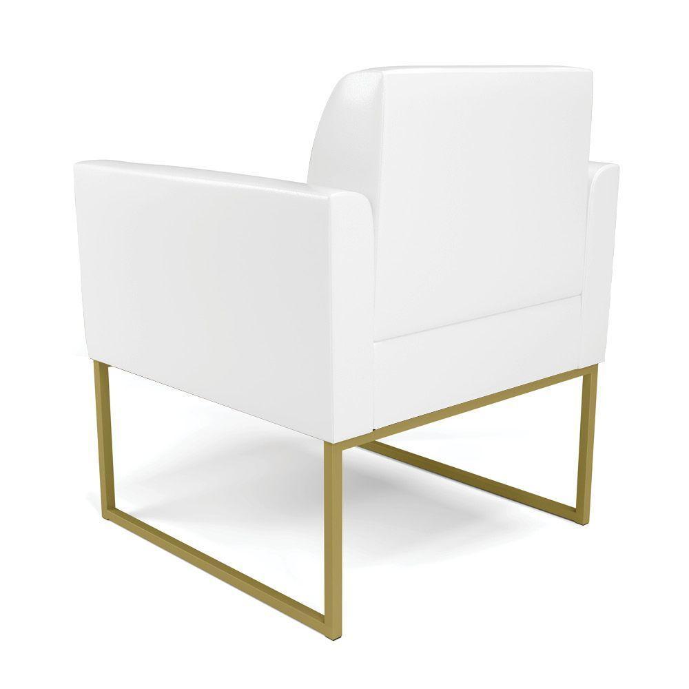 Kit 2 Poltronas Base Industrial Dourado Marisa Corano Branco D03 - D'rossi - 3