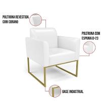 Kit 2 Poltronas Base Industrial Dourado Marisa Corano Branco D03 - D'rossi - 2
