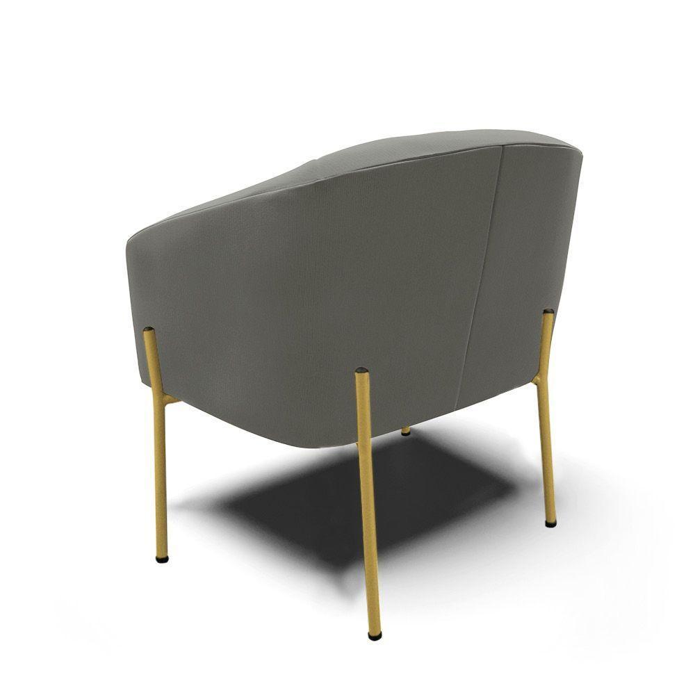 Poltrona Pé De Ferro Dourado Kit 2 Stella Suede D03 - D'rossi Cor Grafite - 4