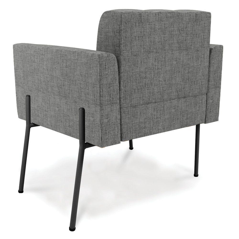 Poltrona Pé De Ferro Preto Para Sala Kit 2 Elisa Linho Grafite A26 D03 - D'rossi - 4