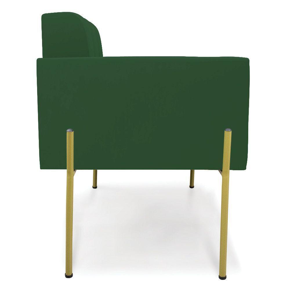 Poltrona Pé De Ferro Dourado Para Sala Elisa Veludo Verde D03 - D'rossi - 5
