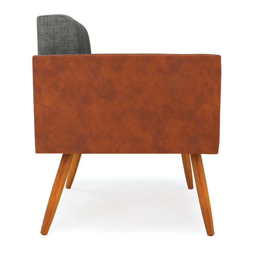 Poltrona Pés Palito Castanho Kit 2 Elisa Nozes-linho Grafite A26 D03 - D'rossi - 7