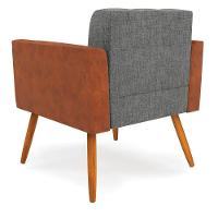 Poltrona Pés Palito Castanho Kit 2 Elisa Nozes-linho Grafite A26 D03 - D'rossi - 3