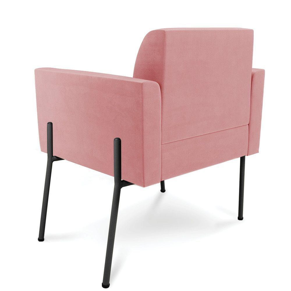 Poltrona Pé De Ferro Preto Para Sala Elisa Suede - D'rossi Cor Rose - 4