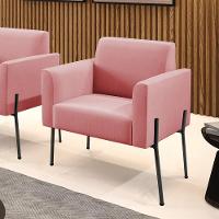 Poltrona Pé De Ferro Preto Para Sala Elisa Suede - D'rossi Cor Rose - 6