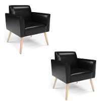 Kit 2 Poltronas Pés Palito Natural Marisa Corano Preto D03 - D'rossi - 1