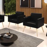 Kit 2 Poltronas Pés Palito Natural Marisa Corano Preto D03 - D'rossi - 6