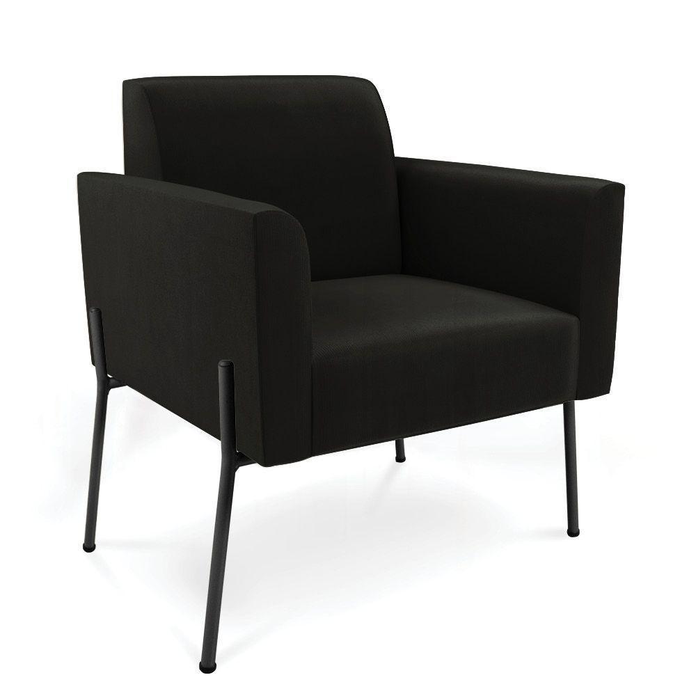 Poltrona Pé De Ferro Preto Para Sala Elisa Suede - D'rossi Cor Preto - 1