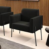 Poltrona Pé De Ferro Preto Para Sala Elisa Suede - D'rossi Cor Preto - 6