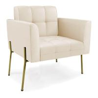 Poltrona Pé De Ferro Dourado Para Sala Elisa Corino D03 - D'rossi Cor Bege - 1