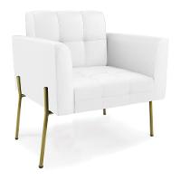 Poltrona Pé De Ferro Dourado Para Sala Elisa Corino D03 - D'rossi Cor Branco - 1