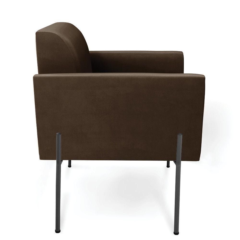 Poltrona Pé De Ferro Preto Para Sala Elisa Suede - D'rossi Cor Marrom - 5