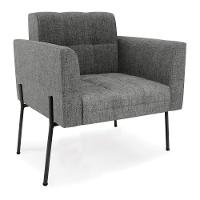 Poltrona Pé De Ferro Preto Para Sala Elisa Linho D03 - D'rossi Cor A26 Grafite - 1