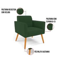 Kit 2 Poltronas Pés Palito Castanho Marisa Veludo Verde D03 - D'rossi - 2