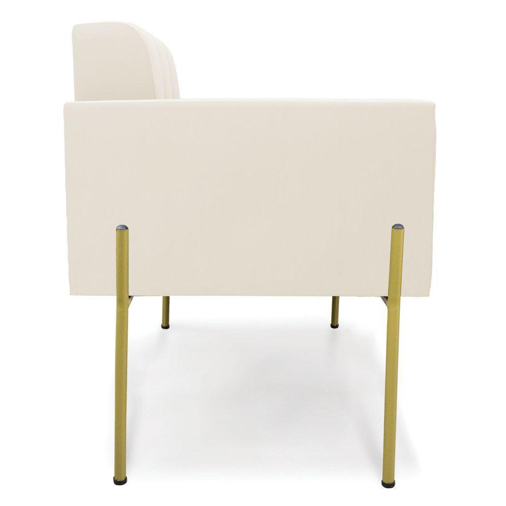 Poltrona Pé De Ferro Dourado Para Sala Elisa Veludo D03 - D'rossi Cor Bege - 5