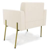 Poltrona Pé De Ferro Dourado Para Sala Elisa Veludo D03 - D'rossi Cor Bege