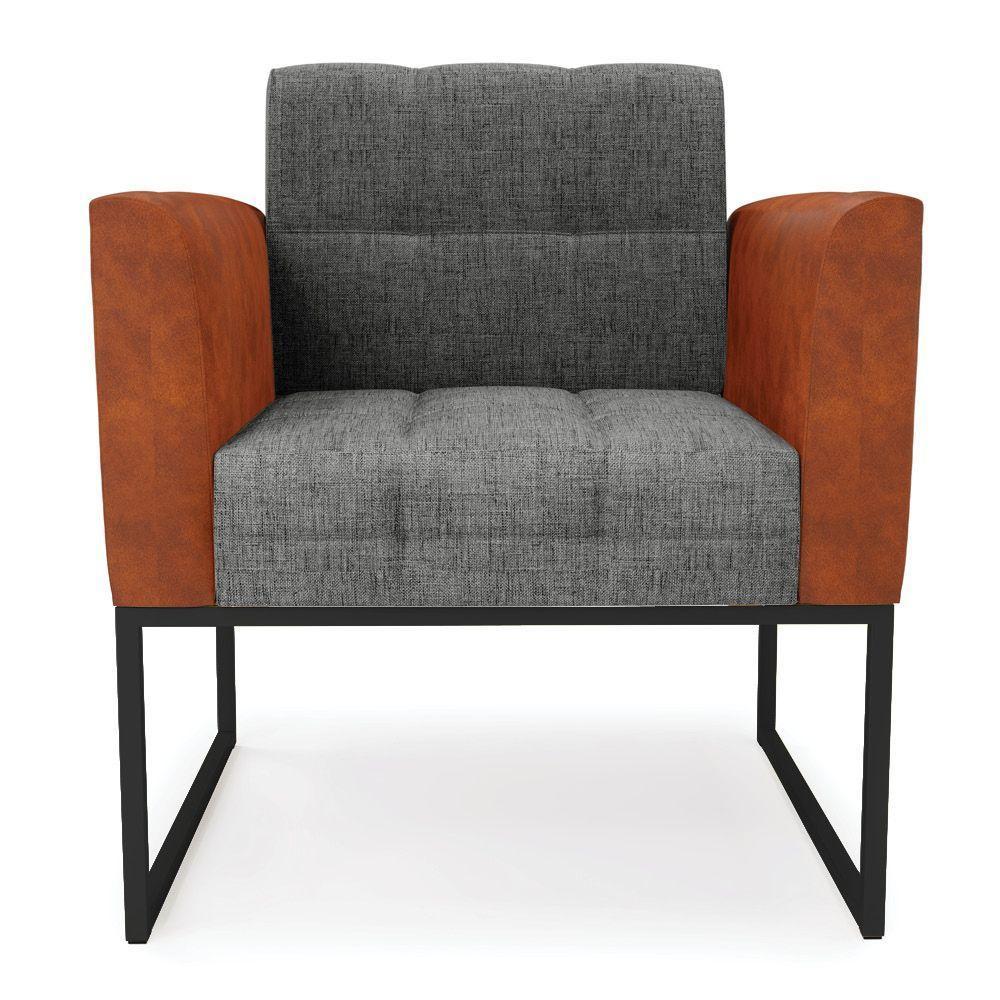 Poltrona Base Industrial Preto Elisa Nozes-linho Grafite A26 D03 - D'rossi - 5