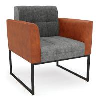 Poltrona Base Industrial Preto Elisa Nozes-linho Grafite A26 D03 - D'rossi - 1