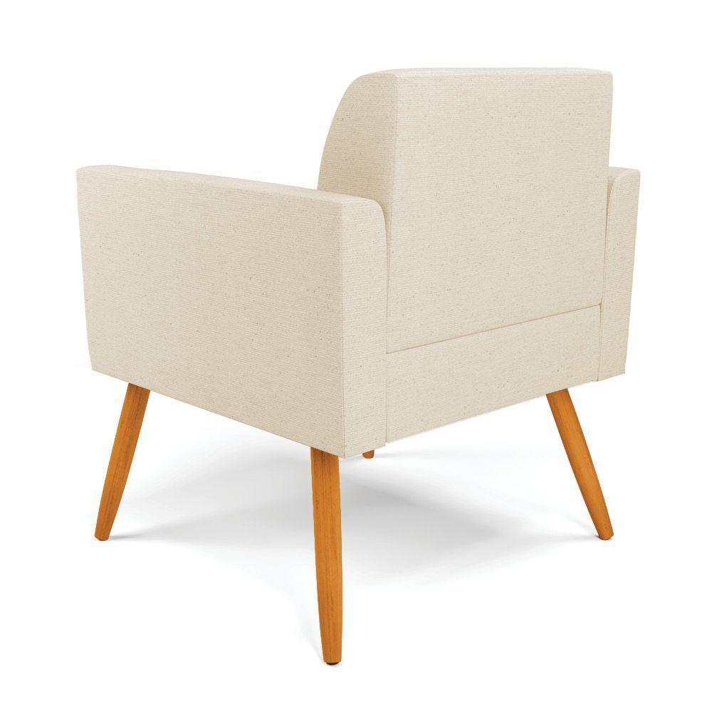 Poltrona Pés Palito Castanho Marisa Linho Bege A19 D03 - D'rossi - 3