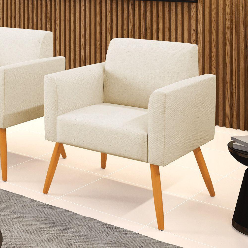 Poltrona Pés Palito Castanho Marisa Linho Bege A19 D03 - D'rossi - 6