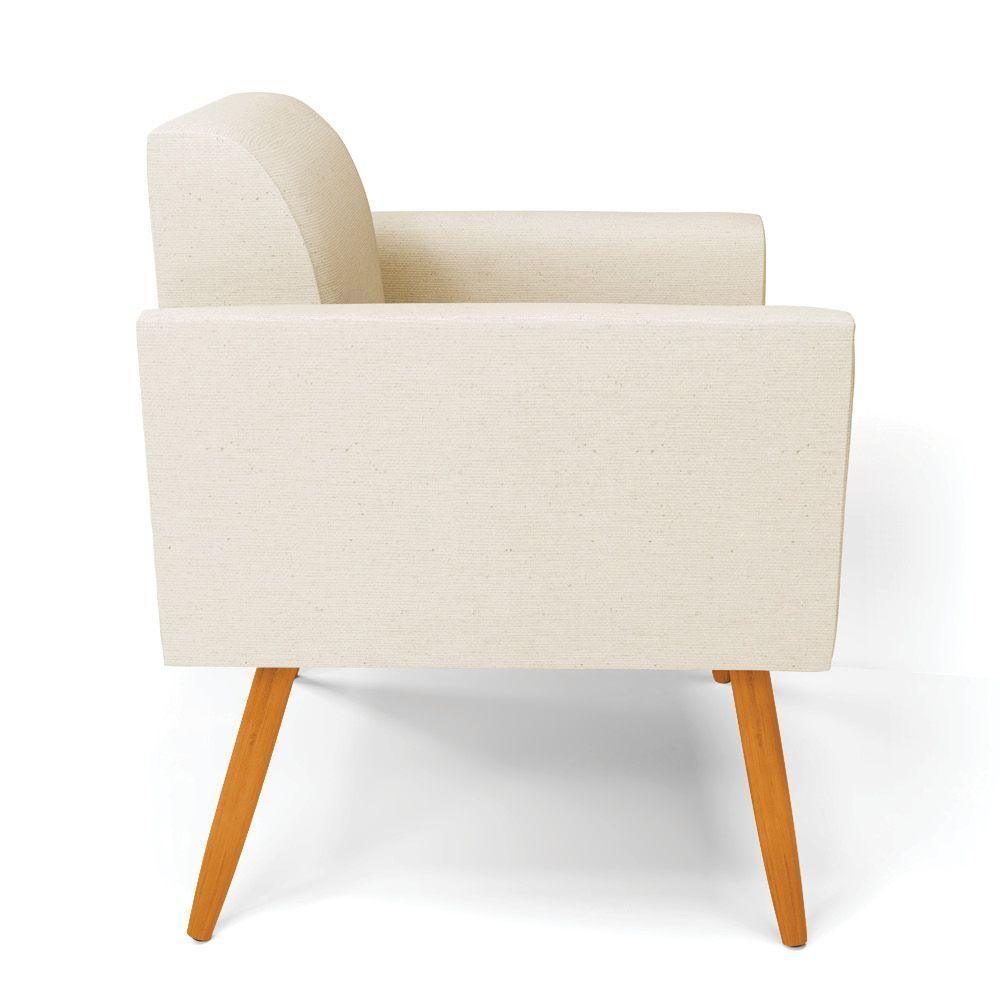 Poltrona Pés Palito Castanho Marisa Linho Bege A19 D03 - D'rossi - 7