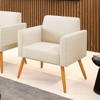 Poltrona Pés Palito Castanho Marisa Linho Bege A19 D03 - D'rossi - 6