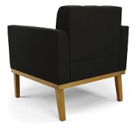 Poltrona Base De Madeira Fixa Castanho Elisa Suede Preto D03 - D'rossi - 3