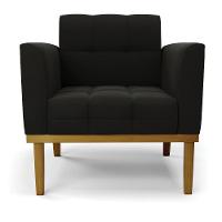 Poltrona Base De Madeira Fixa Castanho Elisa Suede Preto D03 - D'rossi - 5