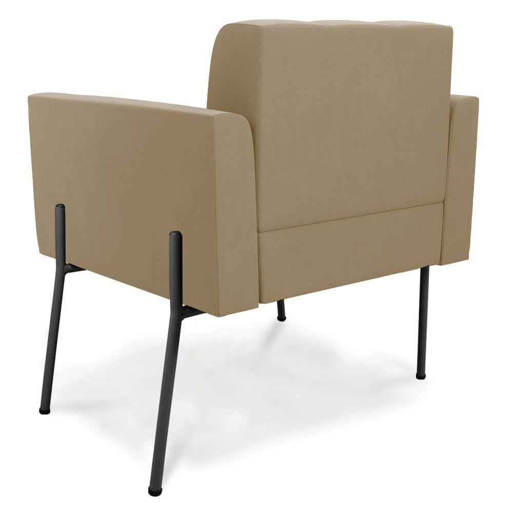 Poltrona Pé De Ferro Preto Para Sala Kit 2 Elisa Suede D03 - D'rossi Cor Marrom Rato - 4