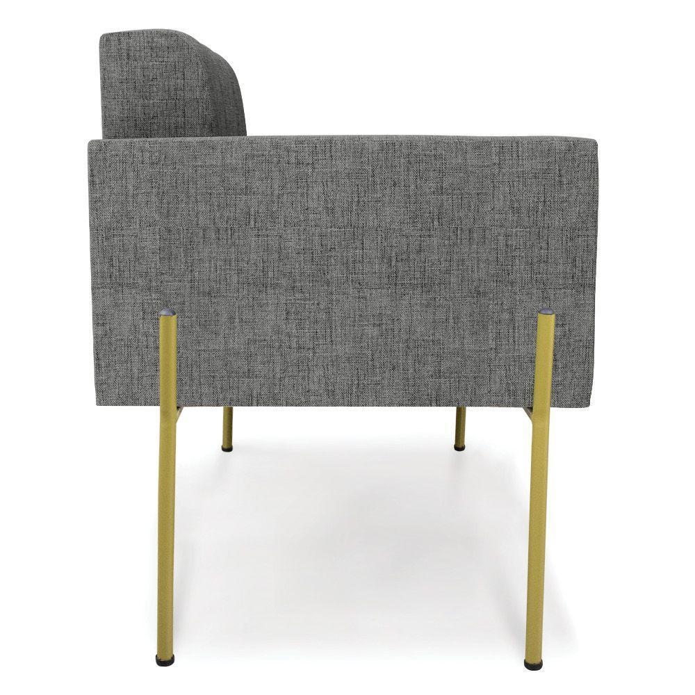 Poltrona Pé De Ferro Dourado Para Sala Elisa Linho Grafite A26 D03 - D'rossi - 5