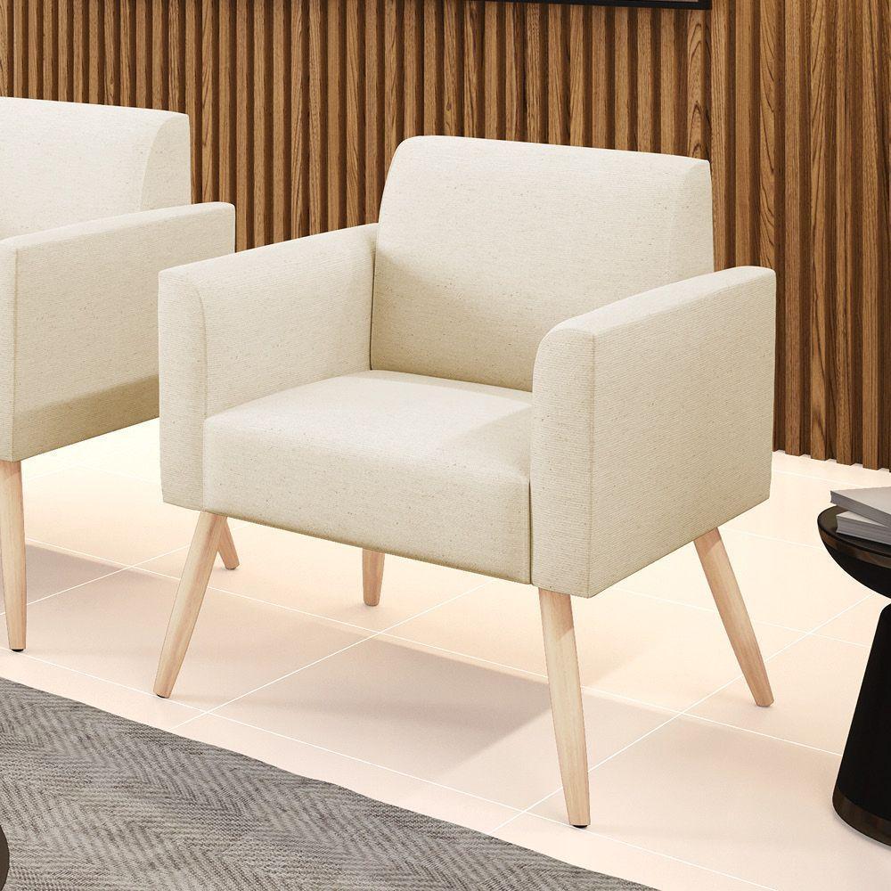 Poltrona Pés Palito Natural Marisa Linho Bege A19 D03 - D'rossi - 5