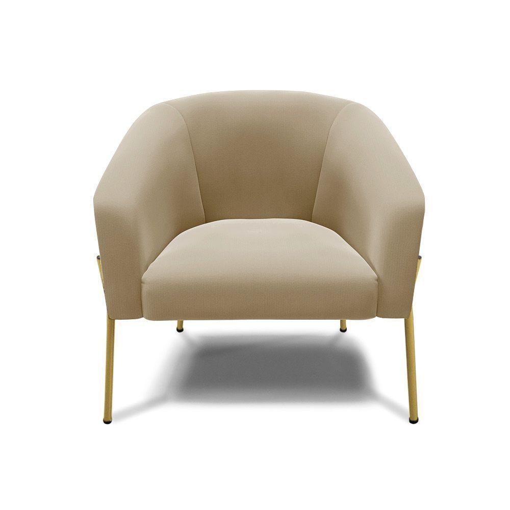 Poltrona Pé De Ferro Dourado Kit 2 Stella Suede Marrom Rato D03 - D'rossi - 6