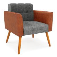 Poltrona Pés Palito Castanho Elisa Nozes-linho Grafite A26 D03 - D'rossi - 1