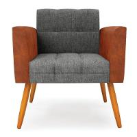 Poltrona Pés Palito Castanho Elisa Nozes-linho Grafite A26 D03 - D'rossi - 7