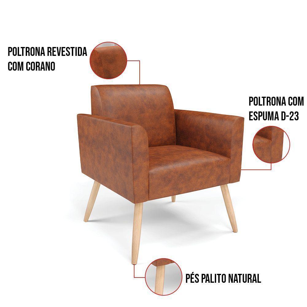 Kit 2 Poltronas Pés Palito Natural Marisa Corano Nozes D03 - D'rossi - 2