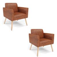 Kit 2 Poltronas Pés Palito Natural Marisa Corano Nozes D03 - D'rossi - 1