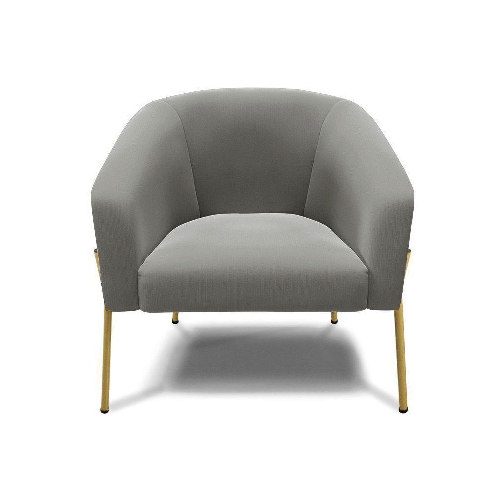 Poltrona Pé De Ferro Dourado Kit 2 Stella Suede Grafite D03 - D'rossi - 5