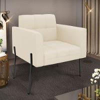 Poltrona Pé De Ferro Preto Para Sala Elisa Linho Bege A19 D03 - D'rossi - 6