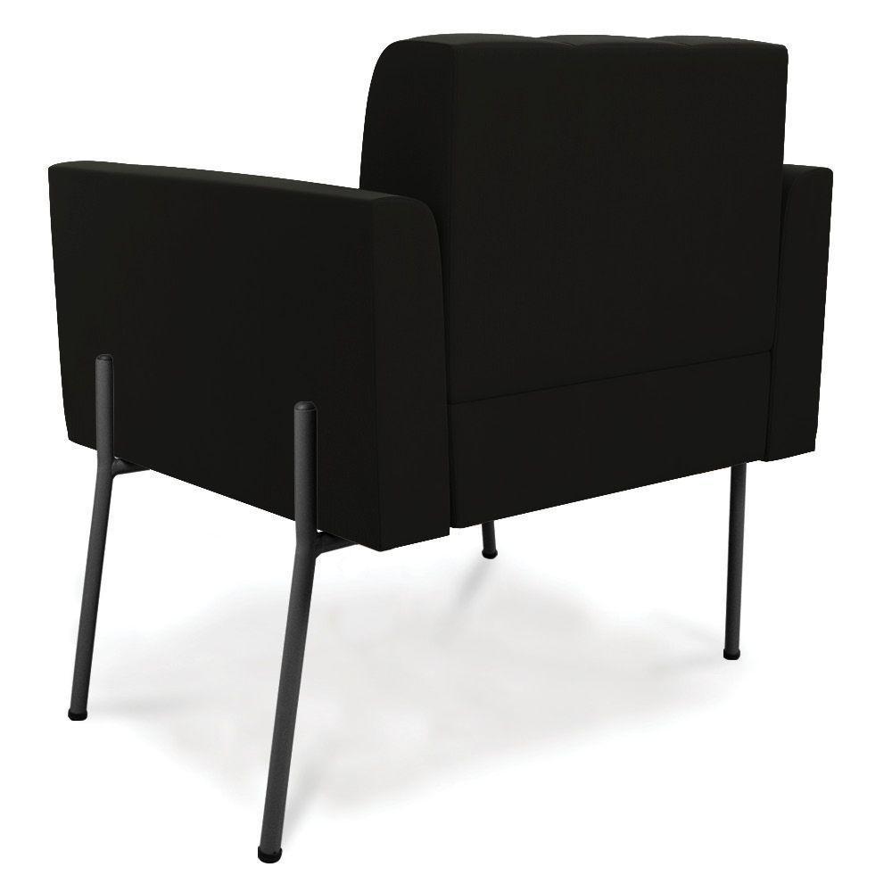 Poltrona Pé De Ferro Preto Para Sala Kit 2 Elisa Suede D03 - D'rossi Cor Preto - 4