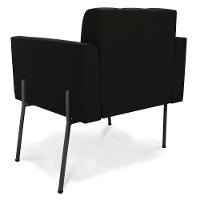 Poltrona Pé De Ferro Preto Para Sala Kit 2 Elisa Suede D03 - D'rossi Cor Preto