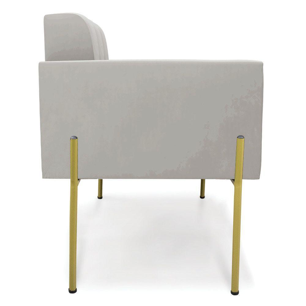 Poltrona Pé De Ferro Dourado Para Sala Kit 2 Elisa Veludo Cinza D03 - D'rossi - 5