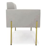 Poltrona Pé De Ferro Dourado Para Sala Kit 2 Elisa Veludo Cinza D03 - D'rossi - 5