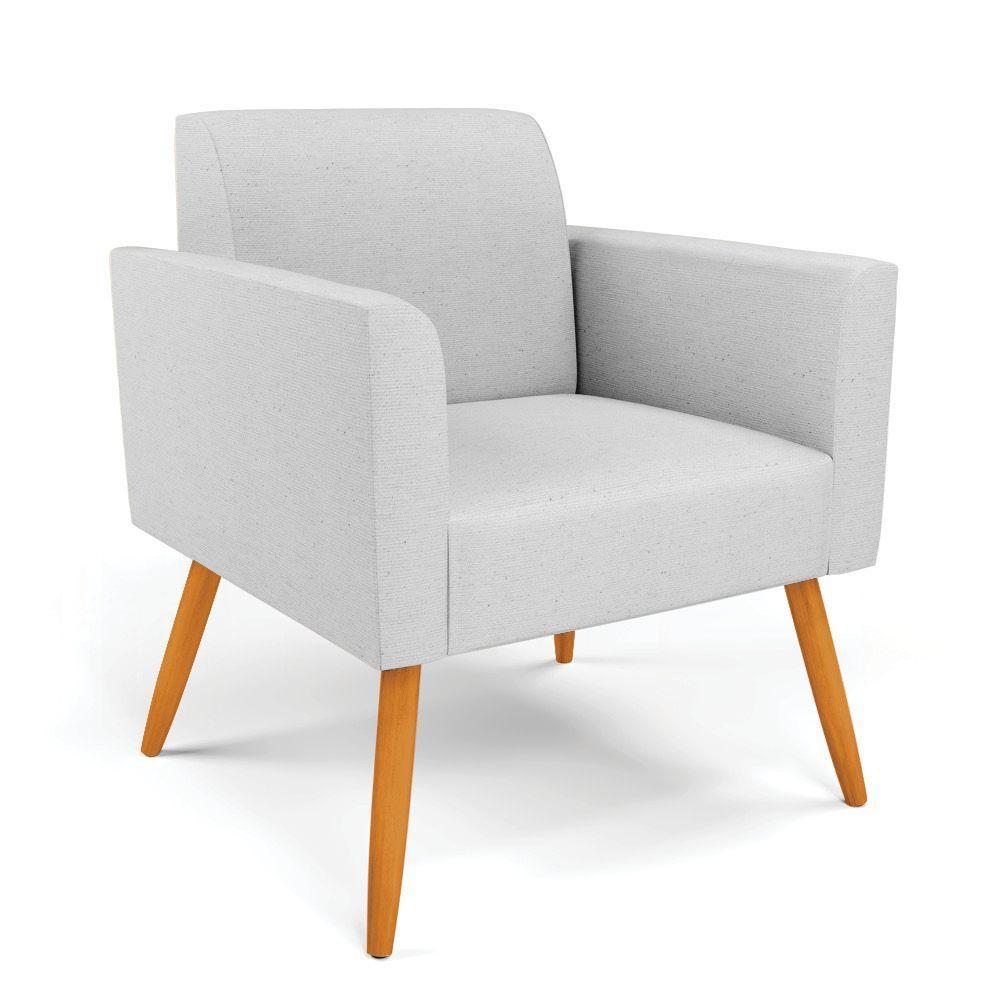 Poltrona Pés Palito Castanho Marisa Linho Cinza A05 D03 - D'rossi - 1