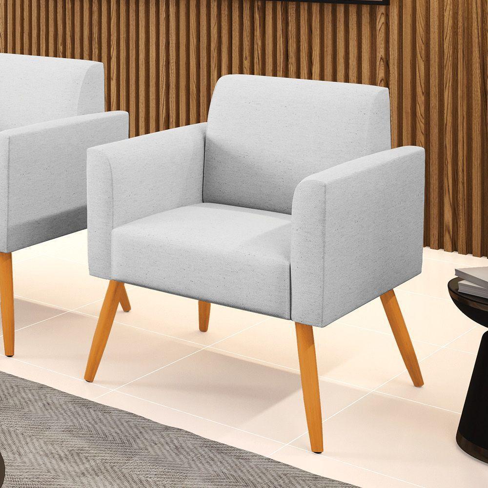 Poltrona Pés Palito Castanho Marisa Linho Cinza A05 D03 - D'rossi - 6